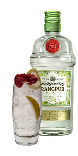 Tanqueray Rangpur & Lemon wedge and Raspberry